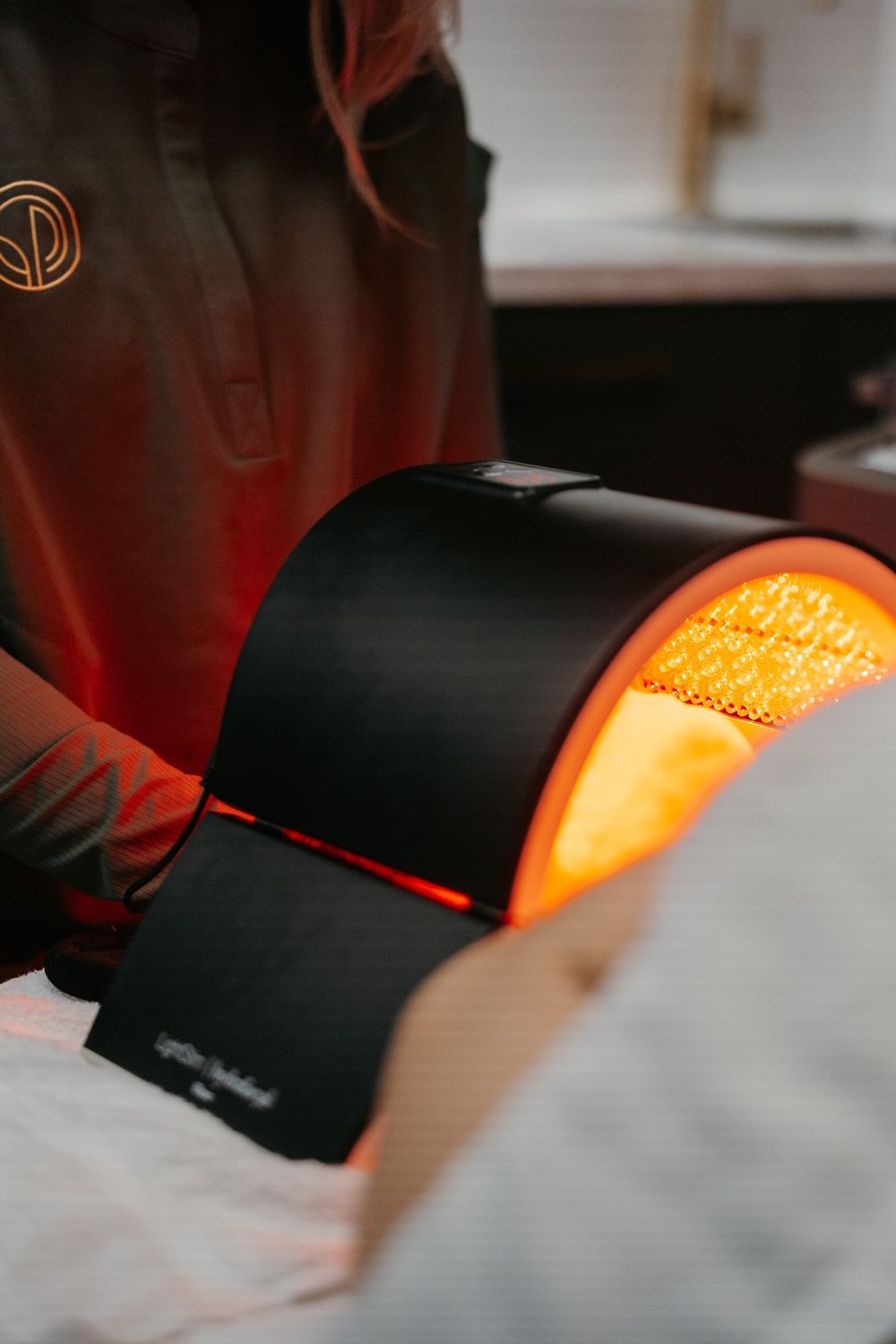 Microblading procedure in progress on a client.